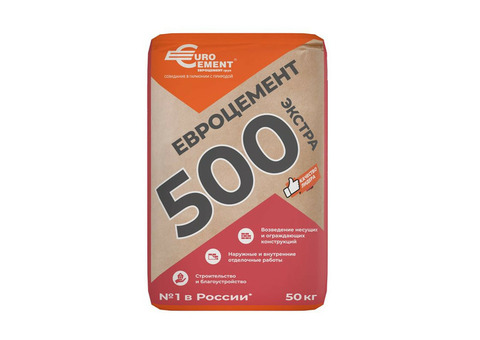 Цемент Eurocement М500 Д0 ЦЕМ I 42,5 (50кг)