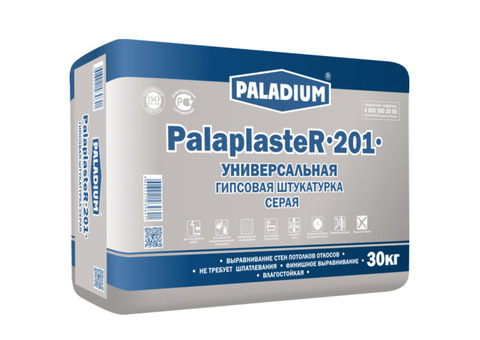 Штукатурка гипсовая Paladium PalaplasteR-201 серая с микрофиброй 30 кг