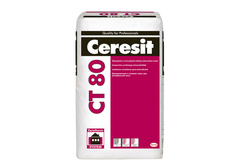 Штукатурно-клеевая Ceresit CT 80 смесь для пенополистирольных и минераловатных плит 25 кг