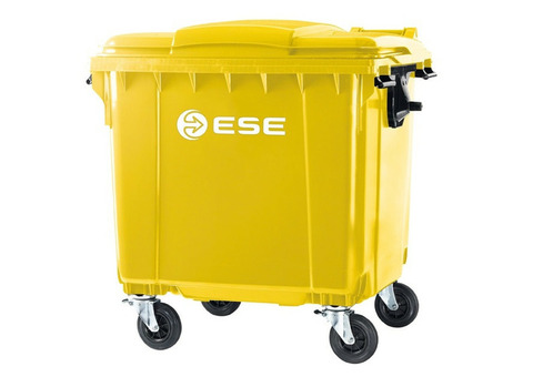 Контейнер пластиковый для мусора Ese с плоской крышкой 1100 л желтый