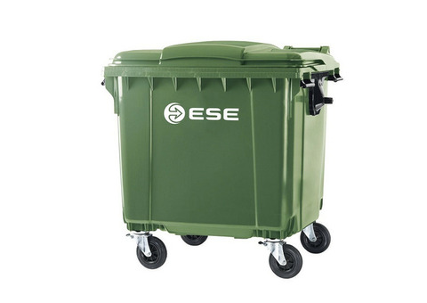 Контейнер пластиковый для мусора Ese с плоской крышкой 1100 л зеленый