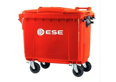 Контейнер пластиковый для мусора Ese с плоской крышкой 1100 л красный