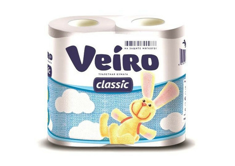 Туалетная бумага Veiro Classic двухслойная белая 4 шт.
