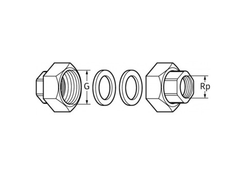 Комплект латунных гаек DAB Brass Union KIT F 1 1/2х1/2 дюйма