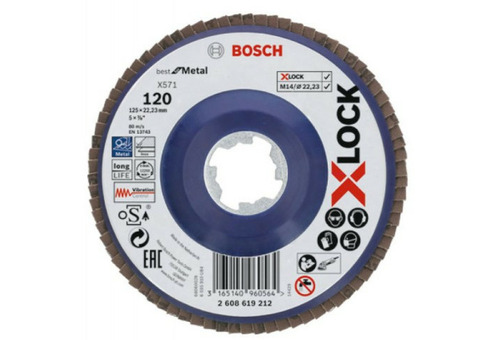 Диск шлифовальный Bosch 2608619212 X571 Best for Metal X-Lock 125 мм G120