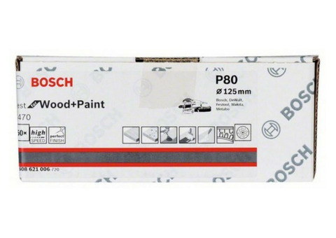Круг шлифовальный Bosch 2608621006 125 мм K80 B.F.Wood and Paint 50 штук