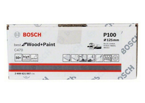 Круг шлифовальный Bosch 2608621007 125 мм K100 B.F.Wood and Paint 50 штук