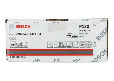 Круг шлифовальный Bosch 2608621008 125 мм K120 B.F.Wood and Paint 50 штук