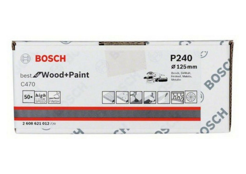 Круг шлифовальный Bosch 2608621012 125 мм K240 B.F.Wood and Paint 50 штук