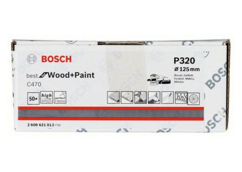 Круг шлифовальный Bosch 2608621013 125 мм K320 B.F.Wood and Paint 50 штук