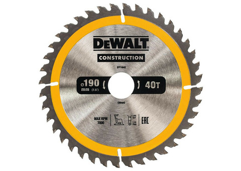 Диск пильный DeWalt Construct DT1945 190х30 мм 40 зуба