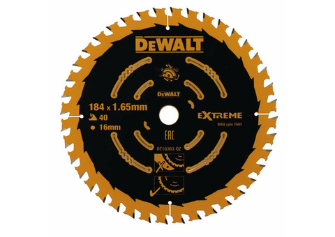 Диск пильный по дереву Dewalt Extreme DT10303 184х16 мм 40 зубьев