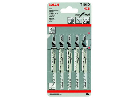 Набор пилок для лобзика Bosch T 101 D HCS 2608630032 5 штук