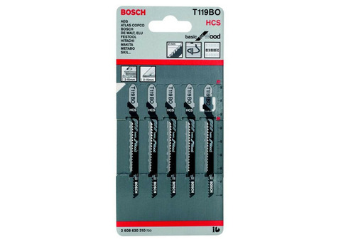 Набор пилок для лобзика Bosch T 119 ВО HCS 2608630310 5 штук