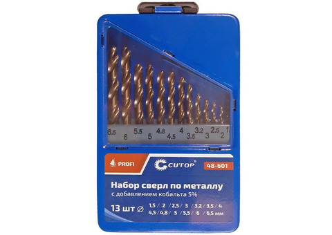 Набор сверл по металлу Cutop Profi 48-601 1,5-6,5 мм с кобальтом 5% 13 шт.