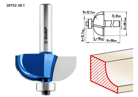 Фреза кромочная Зубр Профессионал 28702-38.1 38.1x16 мм