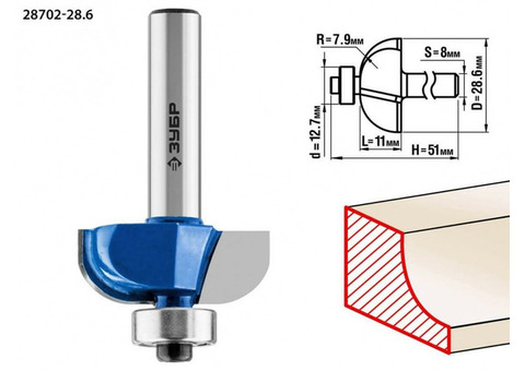 Фреза кромочная калевочная Зубр Профессионал 28702-28.6 №2