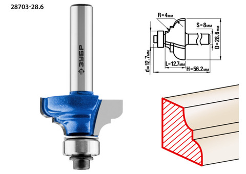 Фреза кромочная калевочная Зубр Профессионал 28703-28.6 №3