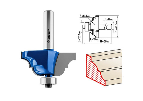 Фреза кромочная калевочная Зубр Профессионал 28705-42.8 № 4 42,8x19 мм