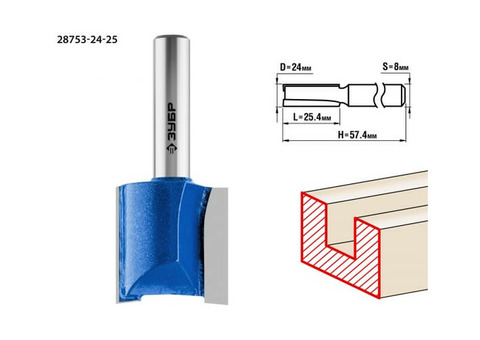 Фреза пазовая прямая Зубр 28753-24-25 24x25мм