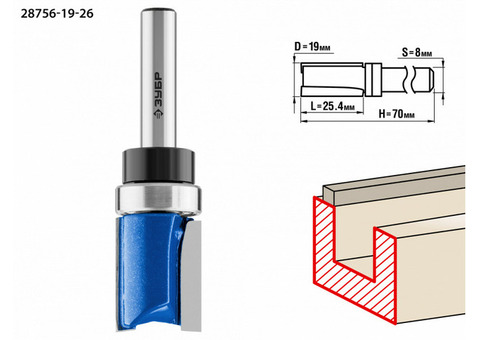 Фреза пазовая прямая Зубр 28756-19-26 19x26мм