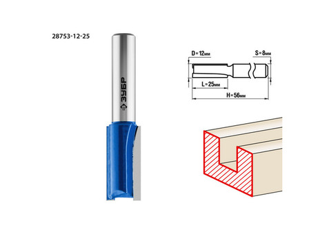 Фреза пазовая прямая Зубр Профессионал 28753-12-25 12x25мм