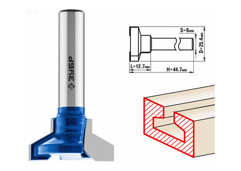 Фреза пазовая Т-образная Зубр 28750-25.4 25,4x12,7мм