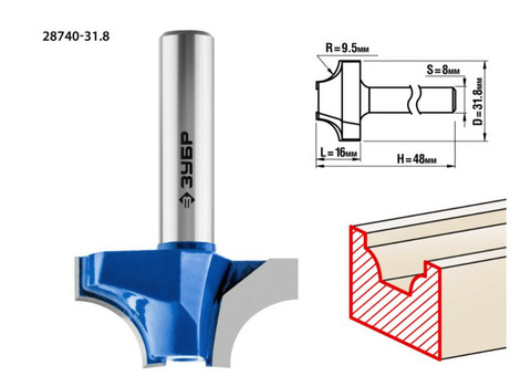 Фреза пазовая фасонная Зубр Профессионал 28740-31.8 №1 31,8x16мм