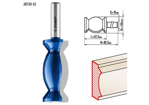 Фреза кромочная фигурная № 9 Зубр 28720-32 32x57мм