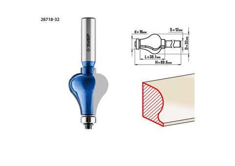 Фреза кромочная фигурная №7 ЗУБР 28718-32 32x38 мм
