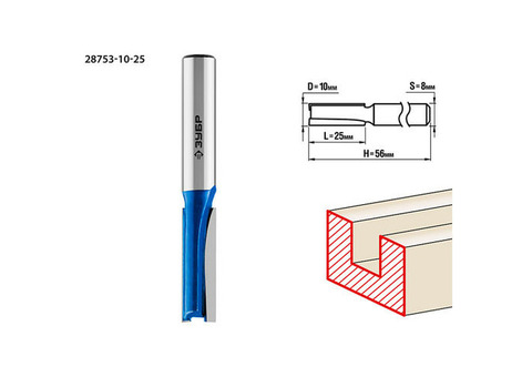 Фреза пазовая прямая Зубр Профессионал 28753-10-25 10x25мм