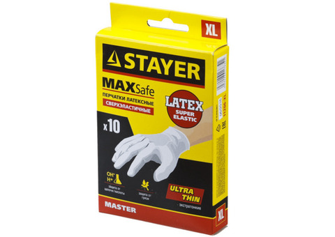 Перчатки Stayer Master 11206-L латексные экстратонкие 10 шт