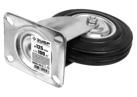 Колесо Зубр 30936-125-S поворотное диаметр 125 мм резина/металл игольчатый подшипник