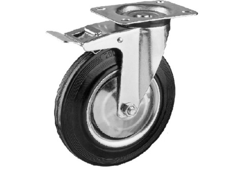 Колесо поворотное с тормозом Зубр Профессионал 30936-200-B D200 мм игольчатый подшипник