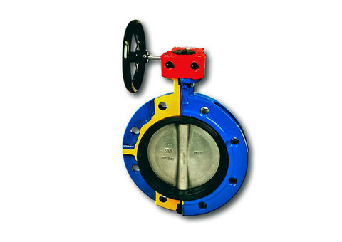 Затвор дисковый поворотный Zetkama 499 A - Ду900 (PN10, Tmax 110°C, c редуктором, диск. нерж сталь)