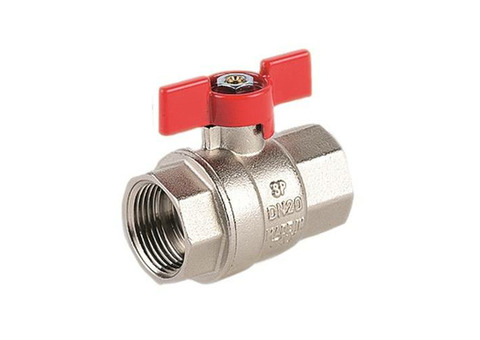 Кран шаровой SANEXT - 1/2" (ВР/ВР, PN20, Tmax 110°C, ручка-бабочка красная)