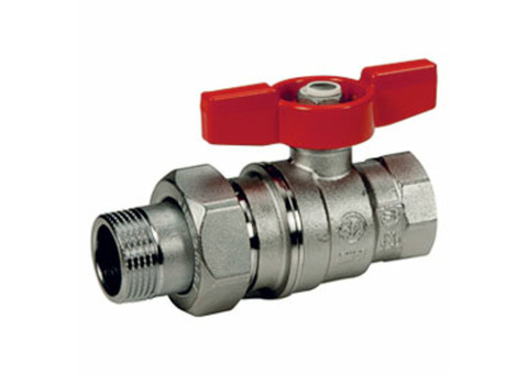 Кран шаровой полнопроходной Giacomini R859 - 1/2" (ВР/НГ, PN35, Tmax 185°C, ручка-бабочка красная)