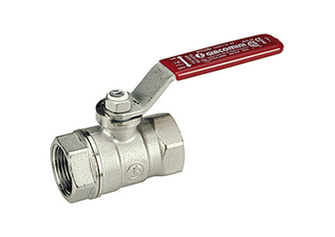 Кран шаровой Giacomini R250D - 1/2" (ВР/ВР, PN42, Tmax 185°C, ручка-рычаг красная)