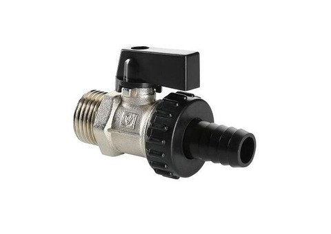 Кран шаровой VALTEC VT.430.N.04 - 1/2" (НР/штуцер, PN10, Tmax 95°C, ручка-флажок черный)