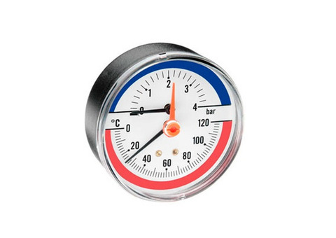 Термоманометр аксиальный WATTS F+R818 (TMAP) - 1/2" (D-80 мм, шкала 0-120 °C / 0-2,5 бар)