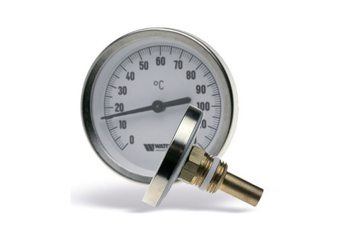 Термометр биметаллический аксиальный WATTS F+R801 SD - 1/2" (D-63 мм, шкала 0-120°C, гильза 50 мм)