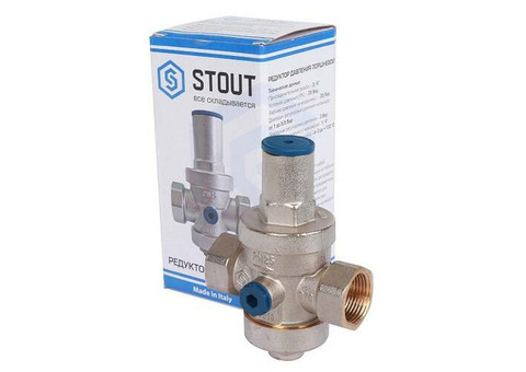 Регулятор давления поршневой STOUT - 1/2" (ВР/ВР, PN25, Tmax 130°C, EPDM, с выходом для манометра)