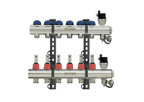 Коллекторная группа для теплого пола EMMETI TOPWAY - 1" на 12 контуров M24x19 с пласт.держателями