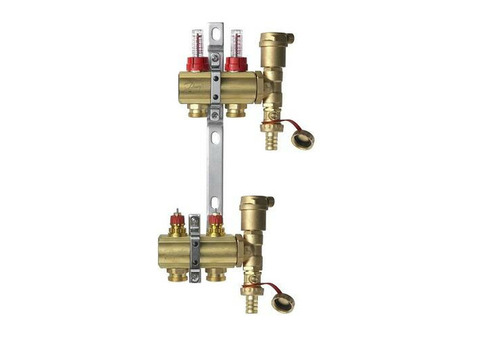 Коллекторная группа для теплого пола Danfoss FHF-F set - 1" на 2 контура 3/4"EK (латунь)