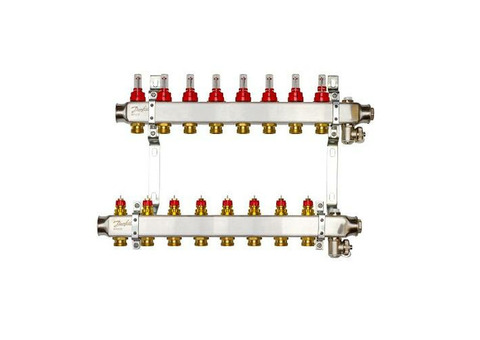 Коллекторная группа для теплого пола Danfoss SSM-F set - 1" на 8 контуров 3/4"EK (нерж.сталь)