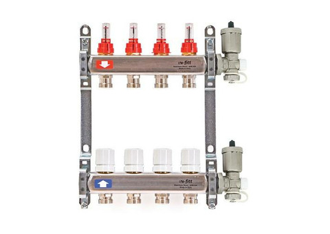 Коллекторная группа для теплого пола Uni-Fitt 450A - 1" на 7 контуров 3/4" евроконус