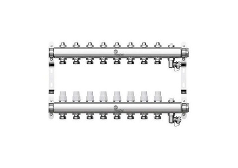 Коллекторная группа для радиаторного отопления Wester W903 - 1" на 8 контуров 3/4" Евроконус