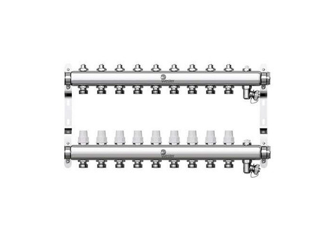 Коллекторная группа для радиаторного отопления Wester W903 - 1" на 9 контуров 3/4" Евроконус