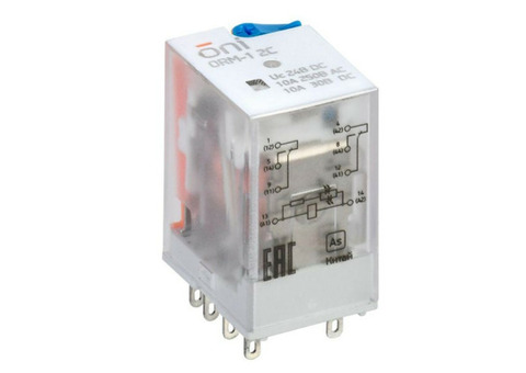 Реле интерфейсное IEK ORM-1 2C ORM-1-2C-DC24V-L-B 10А со светодиодом и тестовой кнопкой