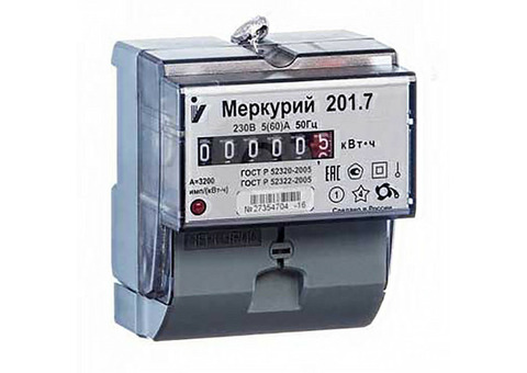 Счетчик электроэнергии Инкотекс Меркурий 201.7 5-60А однофазный однотарифный